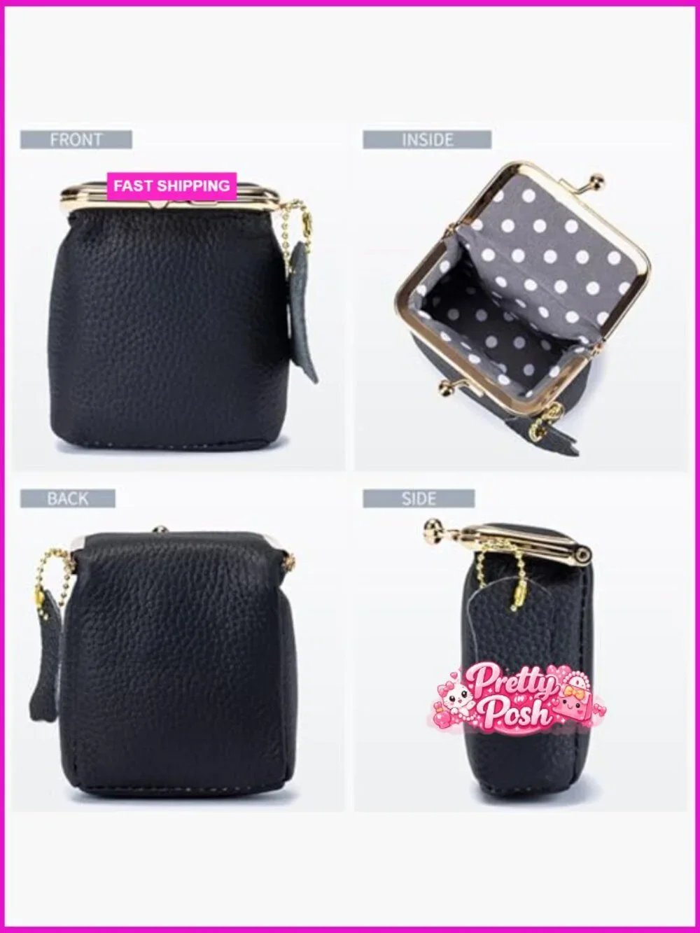 Genuine Leather Mini Jewelry Box with Kiss Lock, Portable Travel Organizer